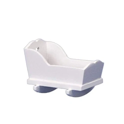 Image of Melody Jane Dolls House White Rocking Cradle Crib Cot Miniature 1:12 Nursery Furniture