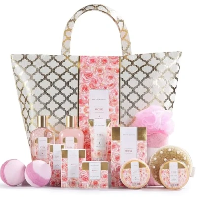 Image of Spa Luxetique Gift Set, 15pcs Bath Sets for Women Gifts, Rose Set with Bubble Bath, Body Lotion, Massage Oil, Luxury Pamper Gifts Mum, Christmas