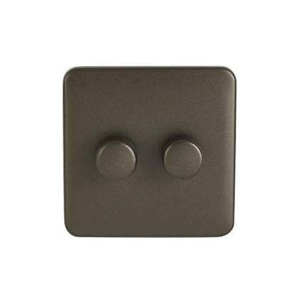 Image of Schneider Electric Lisse Screwless Deco GGBL6022LMMBS LED universal dimmer 2 gang, way 100W display pack