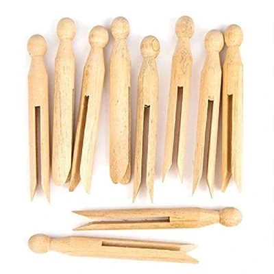 Image of QDS Wooden Dolly Clothes Laundry Pegs For Washing Lines, &amp; Craft Projects (24)