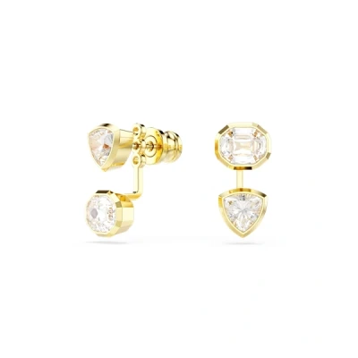 Image of Swarovski Imber Gold Tone Mixed Cuts Asymmetrical Jacket Earrings