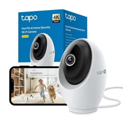 Image of Tapo C260 4K 8MP WiFi Home Security Camera, 18x Digital Zoom, Face Recognition, Smart AI Detection, Indoor CCTV Night Vision, Wide Range Movement, Works with Alexa &amp; Google SmartThings