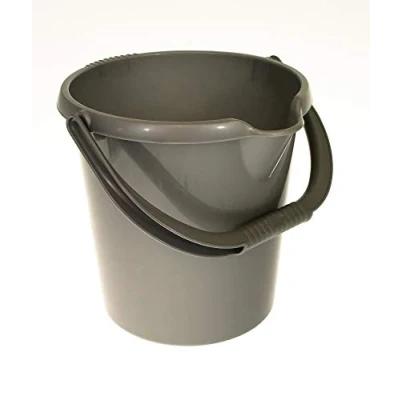 Image of High Grade Silver 10 Litre Durable Plastic Bucket with Scale
