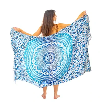 Image of Mandala Life ART Women&#039;s Pareo5blue Swimwear Cover Up, Blue Mandala, One Size
