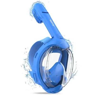 Image of ACURE Kids Snorkel Mask Full Face SN03, Anti Fog &amp; Dry Top Set, Snorkeling Gear with Easier Breathing System for 3 8 Years Old Swimming Beginners