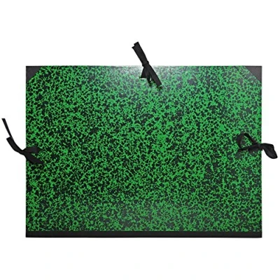 Image of Exacompta Ref 532200E Annonay Portfolio with Tie Ribbon B3 (353 x 500mm) in Size, For Safely Transporting Artworks &amp; Documents, Marbled Effect Cover Green