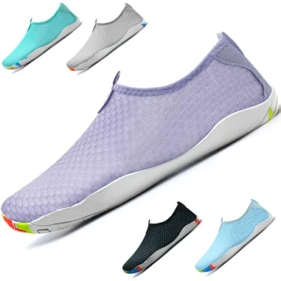 Image of WateLves Beach Swimming Water Shoes Men Women Swim Aqua Barefoot Yoga Surf Quick Drying Lightweight Unisex （Lila 8）