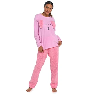 Image of undercover lingerie Ladies Rabbit Fleece Pyjamas LN1672 Pink 12 14