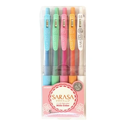 Image of Zebra JJ15 5C MK &quot;Sarasa&quot; Clip Milky Gel Pen Assorted (Pack of 5)
