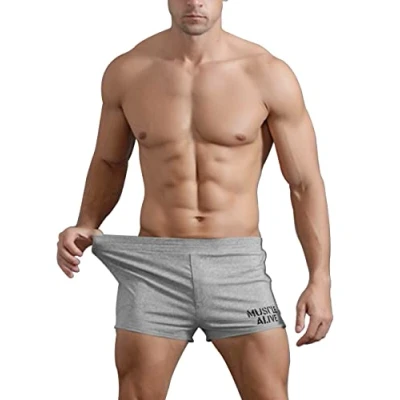 Image of Muscle Alive Mens Gym Bodybuilding Workout Sports Shorts Fitness 3&quot; Cotton Gray L