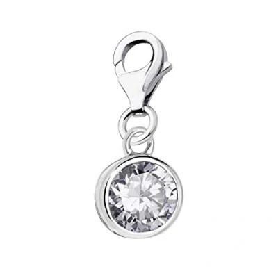 Image of Quiges Crystal Purple Round Cubic Zirconia Clip On Charm Pendant Silver Plated Women&#039;s Jewellery
