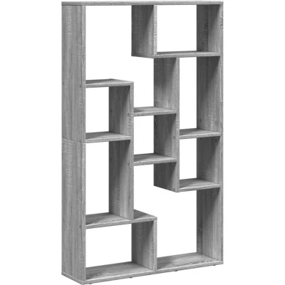 Image of vidaXL Bookcase Shelf Storage Cabinet Grey Sonoma, Engineered Wood, 9 Compartments, Flexible Placement, 120cm Height