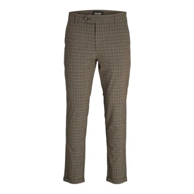 Image of JACK &amp; JONES Men&#039;s Jpstmarco Jjconnor Noos Chino Trousers, Tigers Eye/Detail: Check, 36 W/36 L