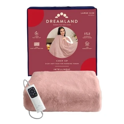 Image of Dreamland Cosy Up Silky Soft Pink Faux Fur Warming Throw 160x120cm