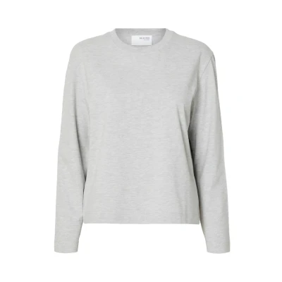 Image of SELECTED FEMME Women&#039;s Slfessential Ls Boxy Tee Noos Sweatshirt, Light Grey Mix, S