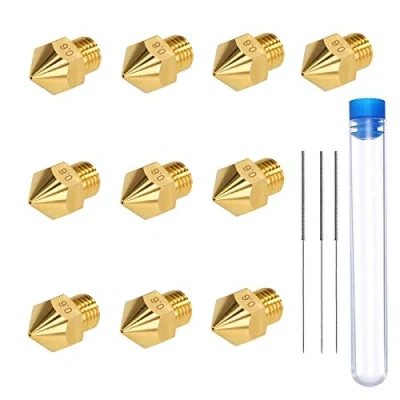 Image of 10 PCS 0.6MM MK8 3D Printer Brass Extruder Nozzles with 3 Cleaning Needles and Metal Storage Box for Creality Ender pro 5 CR Makerbot Anet A8 A6