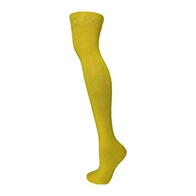 Image of M MACAHEL Ladies Over The Knee Thigh High Plain Socks (yellow)