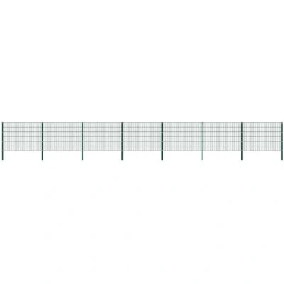 Image of vidaXL Fence Panel with Posts Iron 11.9x1.2 m Green