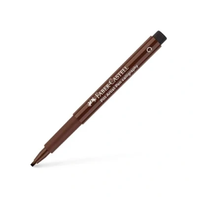 Image of Faber Castell Art &amp; Graphic Pitt Artist Pen Calligraphy India Ink Pen, Dark Sepia, Single For Art, Craft, Drawing, Sketching, Home, School, University, Colouring