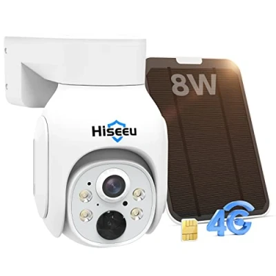 Image of Hiseeu 3G/4G LTE Security Camera,Solar Powered Wireless Outdoor 4G Camera,360 Solar PTZ Camera,IP66 Waterproof,PIR Motion Sensor, Color Night Vision,2 Way Talk,SIM Card Included