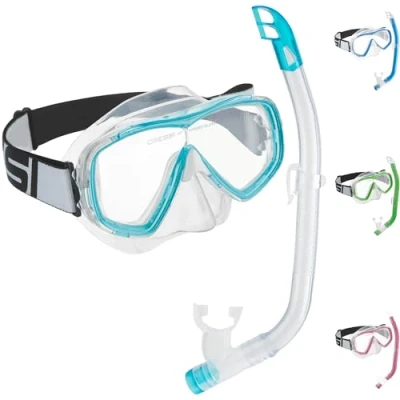 Image of Cressi Crg1B Unisex Child C/Set Estrella Vip Jr Clear/Lime JUnisexor Snorkeling/Diving Combo Set Transparent/Aquamarine,