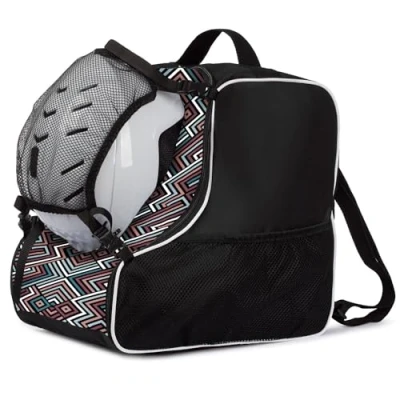 Image of Ferocity Premium Ski Boot Bag Helmet with Removable Mesh Pocket Net Pastel Zig ZAG [054]