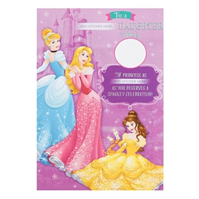 Image of Hallmark Disney Princess Daughter Birthday Card &#039;With Stickers&#039; Medium [Old Model]