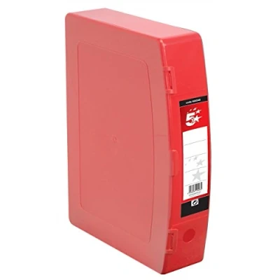 Image of 5 Star Box File Polypropylene with Twin Clip Lock Foolscap Red