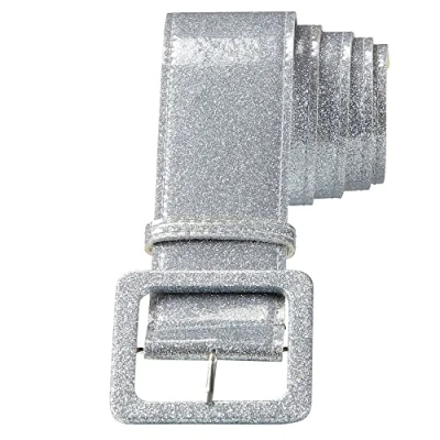 Image of WIDMANN 04624 Belt With Glitter Adult Woman, 70s, Disco, Dancers, New Year&#039;s Eve, Show, 120 Cm, Silver Color
