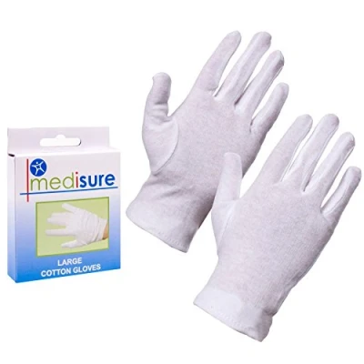 Image of 2 Pairs of Large Medisure Cotton Gloves 100% Medical Skin Moisturising
