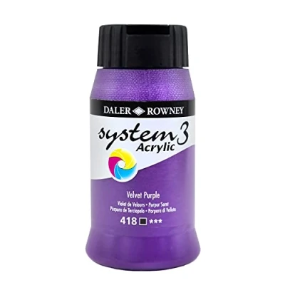 Image of Daler Rowney System3 Acrylic Paint, Plastic Pot, 16.91oz 500 ml, Velvet Purple