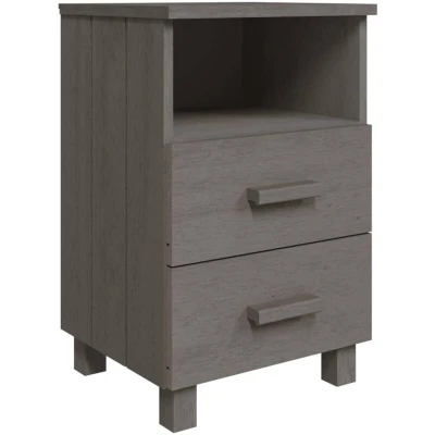 Image of vidaXL Bedside Cabinet HAMAR Light Grey 40x35x62 cm Solid Wood Pine