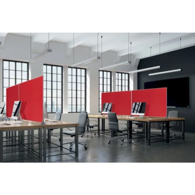 Image of Nobo Impression Pro 1.8 m High Desk Divider, Felt Surface, Red, 600 x 1000 mm, 1915513