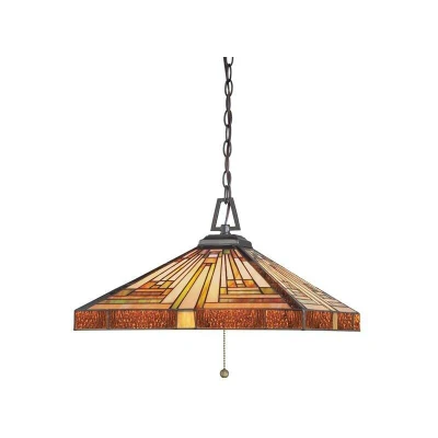 Image of Stephen 3 Light Tiffany Ceiling Pendant Vintage Bronze, E27