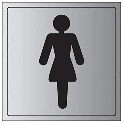 Image of V Safety General Door Ladies Toilet Sign 200mm x Self Adhesive Alu Effect