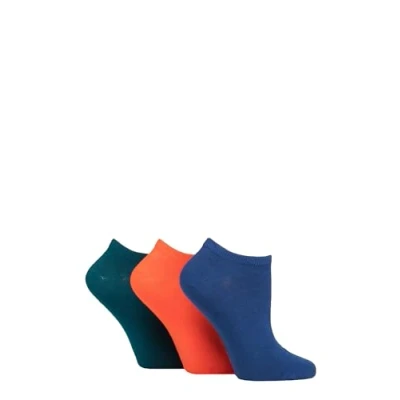 Image of SockShop Ladies Bamboo Trainer Liners Pack of 3 (UK, Numeric, 4, 8, Regular, Mandarin Plain)