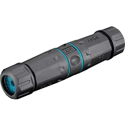 Image of Goobay 44414 Outdoor (IP68) LAN Network Cable Connector, CAT 6A STP Shielded, Dustproof and Waterproof, LSA Mounting, Tool Free, 500 MHz Bandwidth