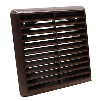 Image of Kair Brown Louvred Grille 183mm External Dimension with Round 150mm 6 inch Rear Spigot Wall Ducting Air Vent