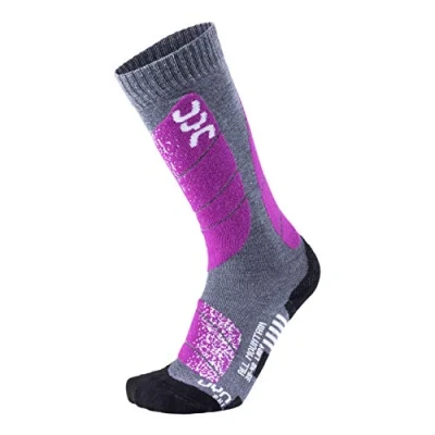 Image of UYN S100042 SKI ALL MOUNTAIN Socks Women&#039;s Medium gray melange/purple 38