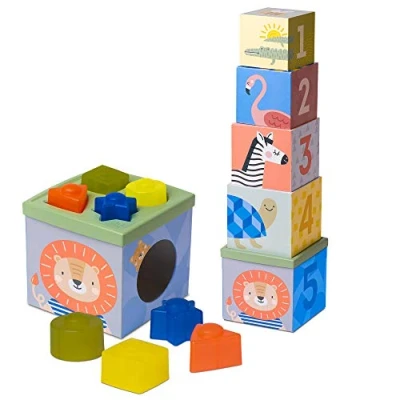 Image of Taf Toys Savannah Sort &amp; Stack For Infants Toddlers, Perfect Stacking, Nesting, Sorting, Counting Learning Colours Shapes. Educational, Developmental Toy 12 Months Up
