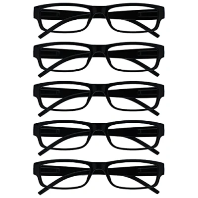 Image of OPULIZE The Reading Glasses Company Black Value 5 Pack Lightweight Mens Womens RRRRR32 1 +2.50