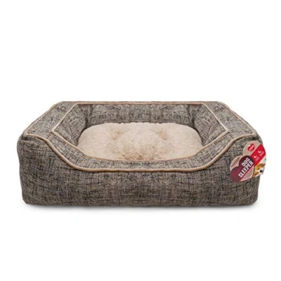 Image of Rosewood Luxury Slate &amp; Oatmeal Square Dog Bed, Medium