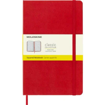 Image of Moleskine Classic Squared Paper Notebook, Hard Cover and Elastic Closure Journal, Color Black, Size Large 13 x 21 cm, 208 Pages