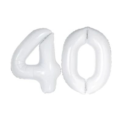 Image of White Number 40 Foil Balloon, 101cm