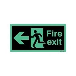 Image of Safety Sign Niteglo Fire Exit Running Man Arrow Left NG27A/S