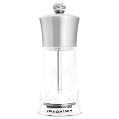 Image of Cole &amp; Mason Bromley Salt Mill, Ceramic Mechanism with Adjustable Coarseness, Acrylic/Stainless Steel Grinder, 150mm