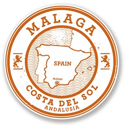Image of 2 x 10cm Malaga Spain Vinyl Sticker Travel Luggage Tag Flag Map Laptop Fun #6492 (10cm 10cm)