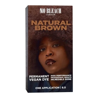 Image of No Bleach London Permanent Hair Dye, Long Lasting and Multi dimensional At Home Colour, Fortified with Vegan Sea Silk Cocamide for Incredible Shine, Colour: Natural Brown (Complete Kit)