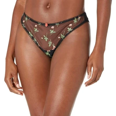 Image of Freya Women&#039;s Rose Blossom Brazilian Bikini Style Underwear, Black, M