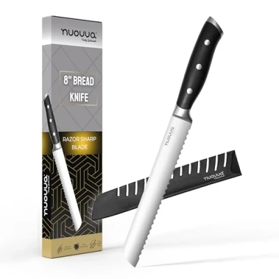 Image of nuovva Professional Serrated Bread Knife Kitchen Knives 8 inch German High Carbon Stainless Steel Sharp Slicing